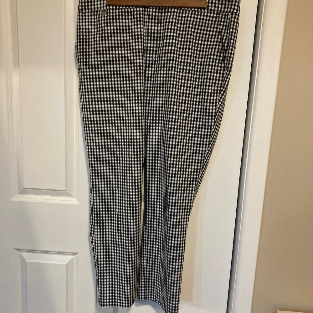 # 152 Lauren Ralph Lauren Black and White Small Check Pants, Size 14